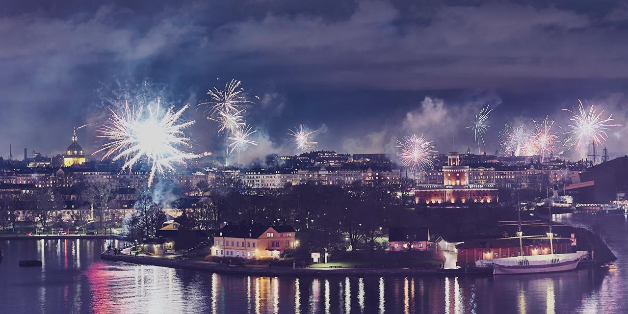 Fyrverkerier över Stockholms innerstad