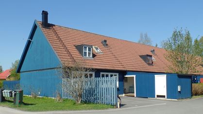 Blått radhus